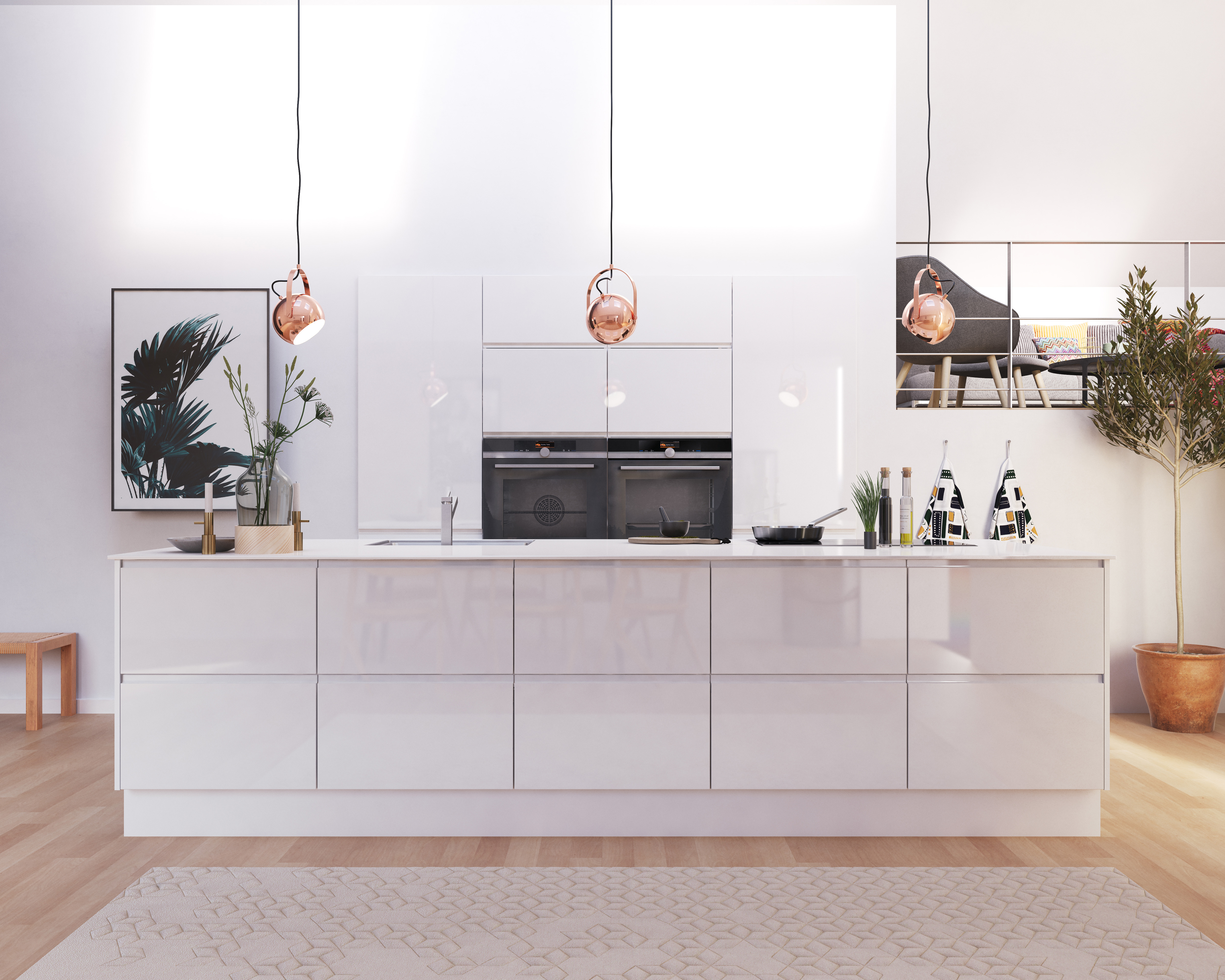 Modern by DESIGNA - Hvid højglans med integreret greb 